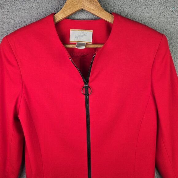 Vintage Jacqueline Ferrar Blazer Jacket Womens 8 Red Full Zipper Lined - Picture 9 of 10